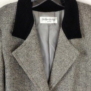 VTG 80s Yves Saint Laurent Variation Black Tweed Jacket Sz. 10